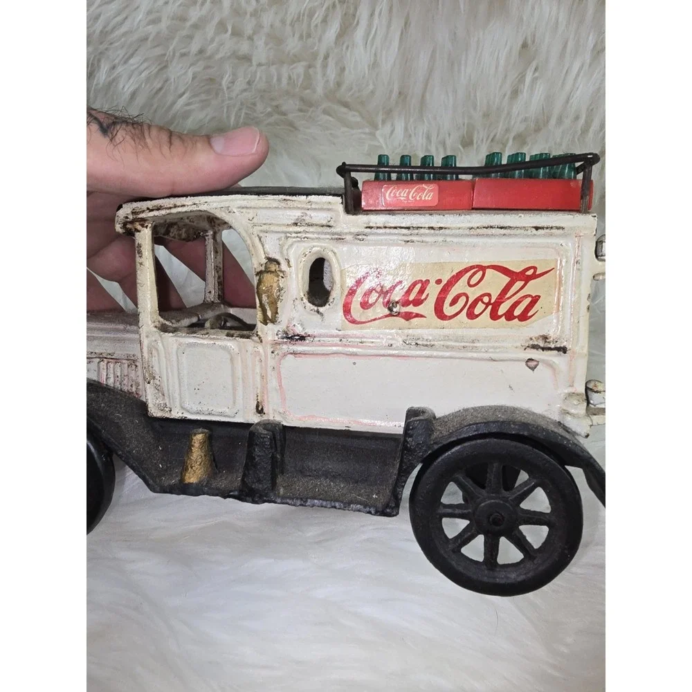 Vintage Coca-Cola Cast Iron Delivery Truck, Red & White—Rare w/ Crates HEAVY!